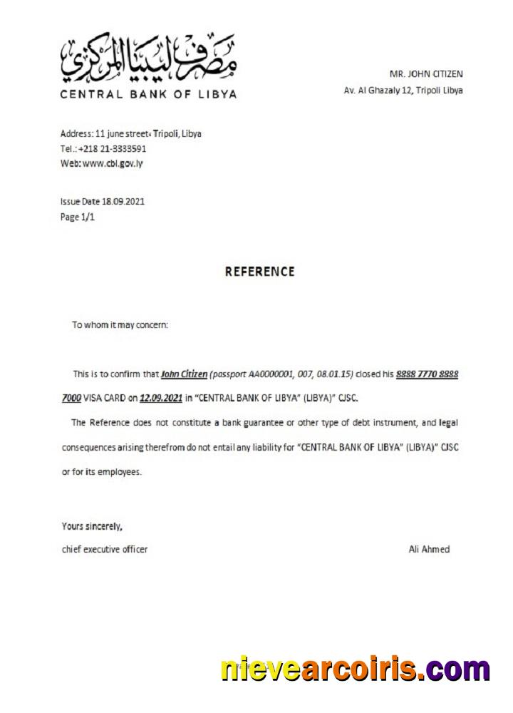 Libya Central Bank closure reference